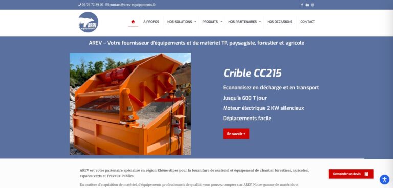Réalisation et maintenance site Web Arev équipements